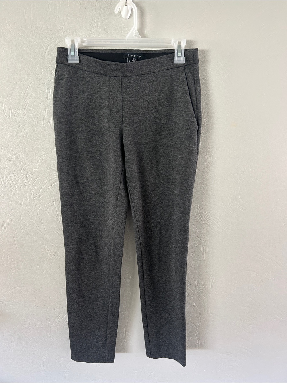 theory size 0 grey pull on trouser pant legging